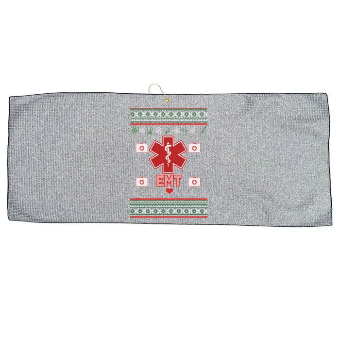 EMT Medic Ugly Christmas Sweater Large Microfiber Waffle Golf Towel