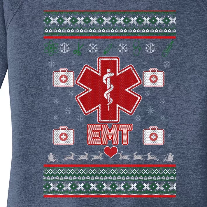 EMT Medic Ugly Christmas Sweater Women's Perfect Tri Tunic Long Sleeve Shirt