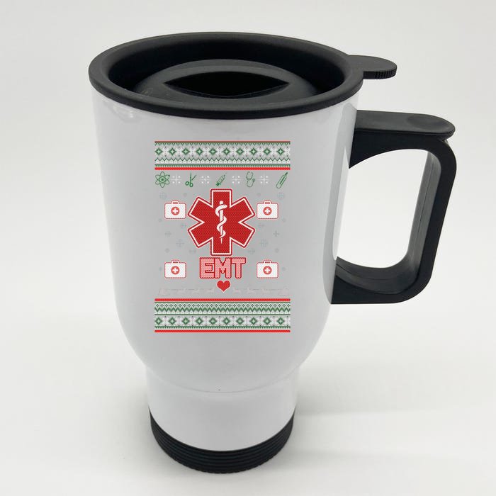 EMT Medic Ugly Christmas Sweater Front & Back Stainless Steel Travel Mug