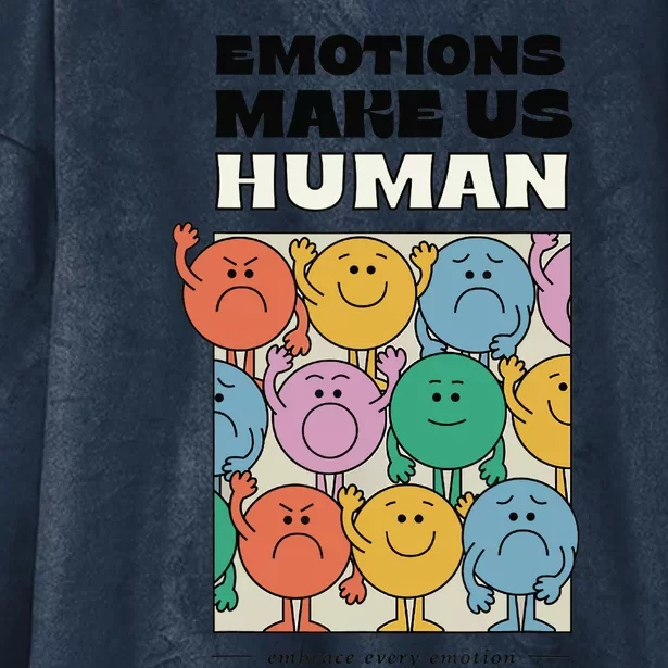 Emotions Make Us Human Retro Mental Health Positive Quote Hooded Wearable Blanket