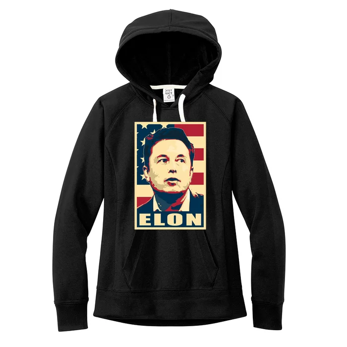 Elon Musk USA Retro Women's Fleece Hoodie