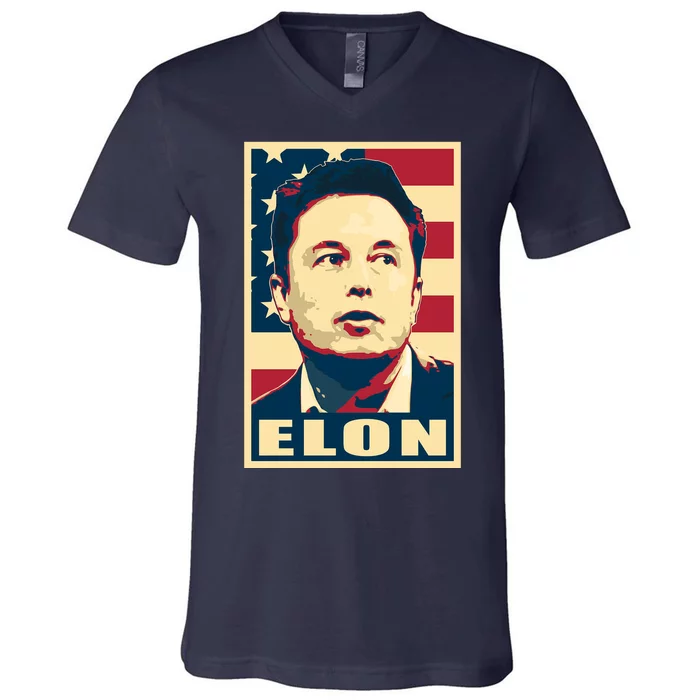 Elon Musk USA Retro V-Neck T-Shirt