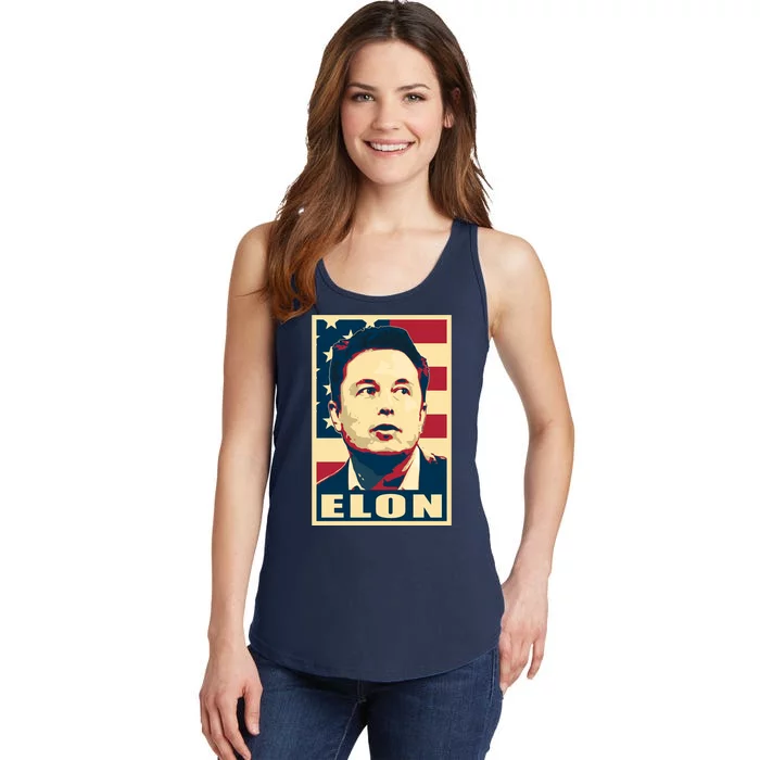 Elon Musk USA Retro Ladies Essential Tank