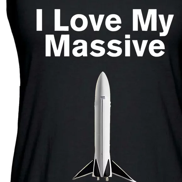 Elon Musk Wearing I Love Massive Rocket Starship Ladies Essential Flowy Tank