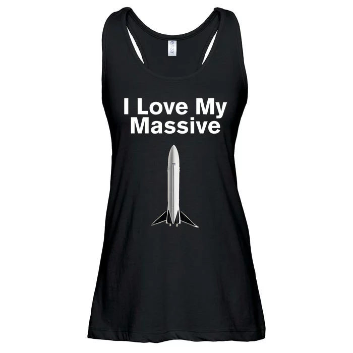 Elon Musk Wearing I Love Massive Rocket Starship Ladies Essential Flowy Tank