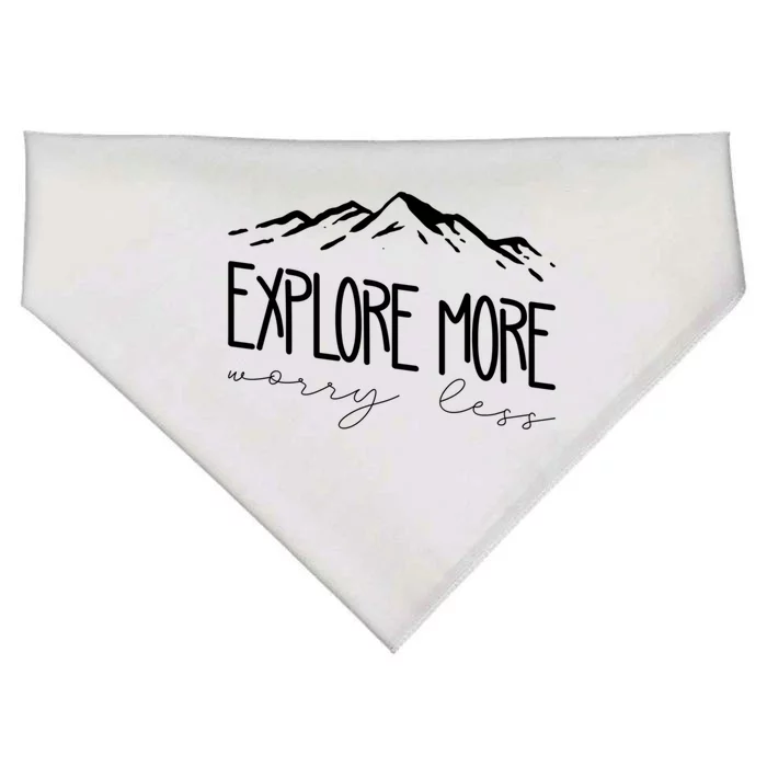 Explore More Worry Less Funny Camping Vacation Gift USA-Made Doggie Bandana