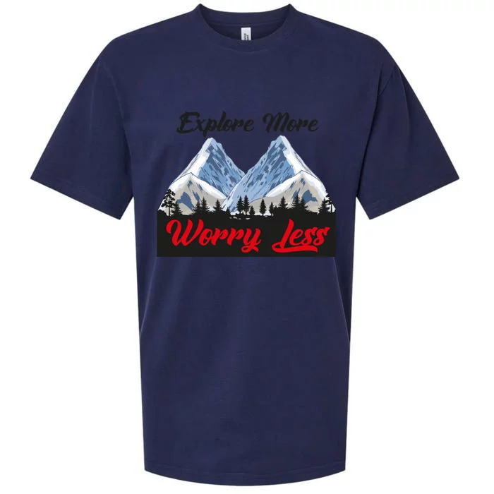 Explore More Worry Less Hiking Climbing Camping Hiker Gift Sueded Cloud Jersey T-Shirt