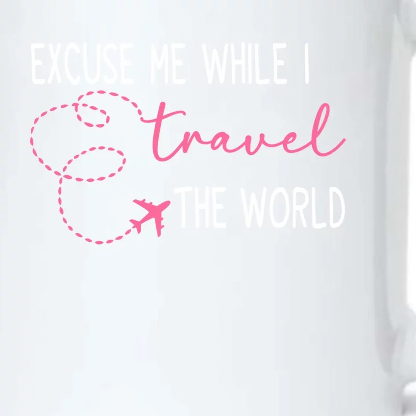 Excuse Me While I Travel The World Black Color Changing Mug