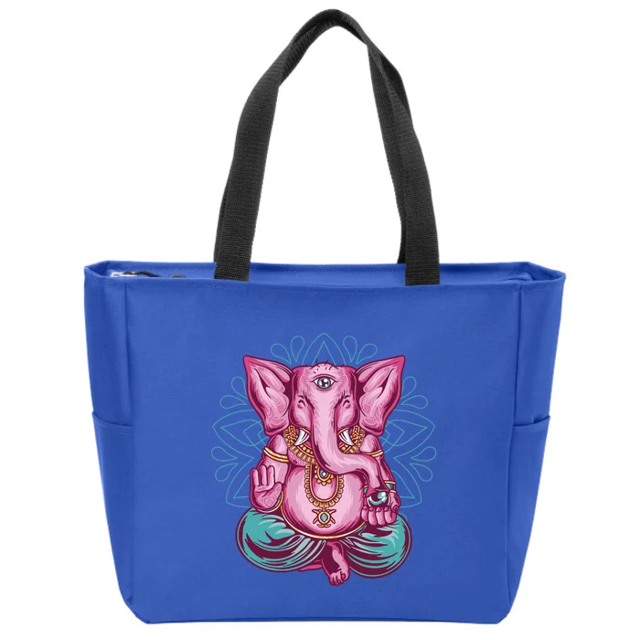 Elephant Meditating Yoga Meditation Dala Gift Zip Tote Bag