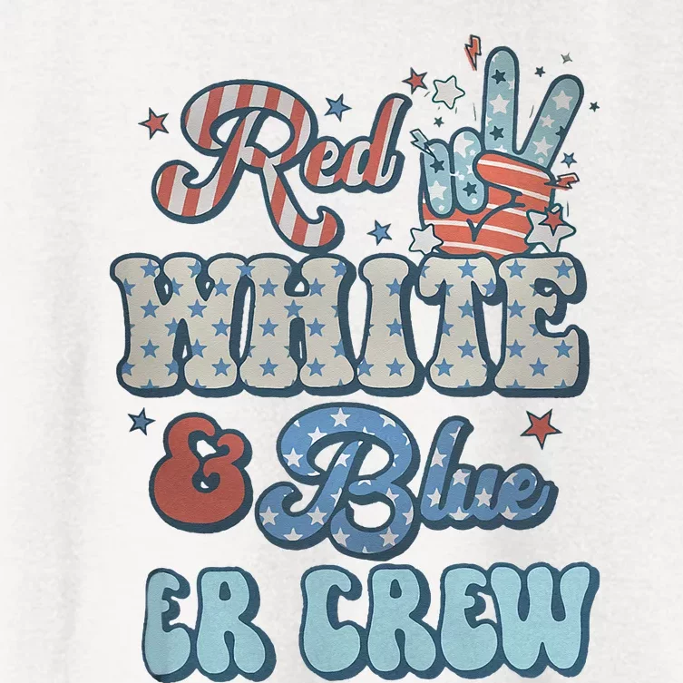 ER Nurse 4th of July Red White Blue ER ED Crew Emergency Women's Crop Top Tee