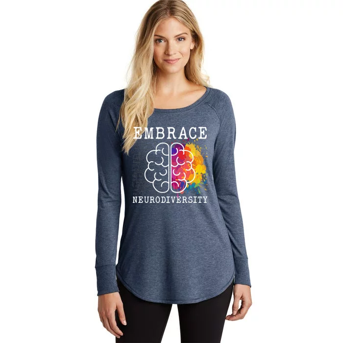 Embrace Neurodiversity Autism Adhd Asd Rainbow Brain Gift Women's Perfect Tri Tunic Long Sleeve Shirt