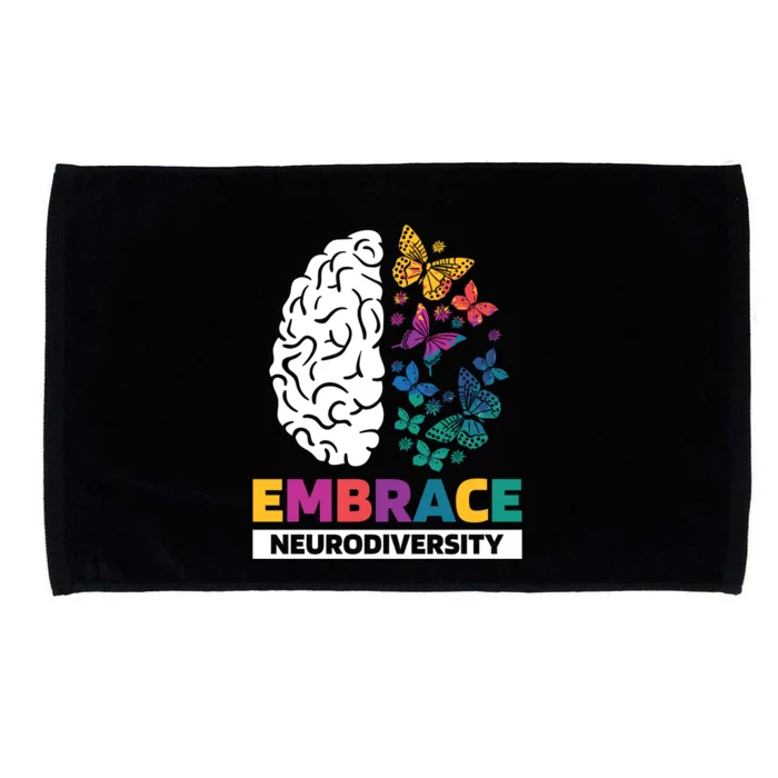 Embrace Neurodiversity Autism Adhd Asd Rainbow Brain Funny Gift Microfiber Hand Towel