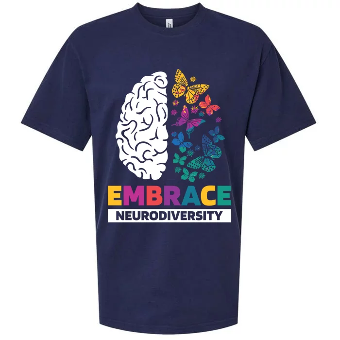 Embrace Neurodiversity Autism Adhd Asd Rainbow Brain Funny Gift Sueded Cloud Jersey T-Shirt