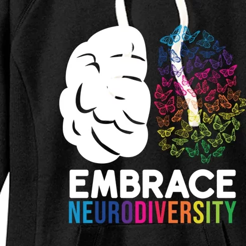 Embrace Neurodiversity Autism Adhd Asd Rainbow Brain Gift Women's Fleece Hoodie