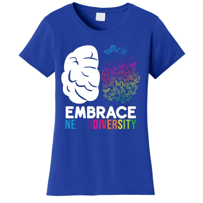 Embrace Neurodiversity Autism Adhd Asd Rainbow Brain Gift Women's T-Shirt