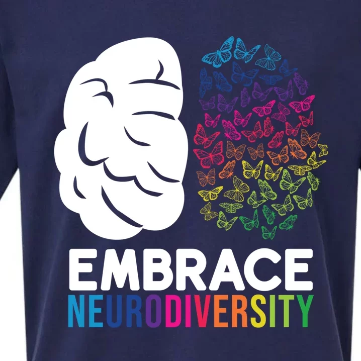 Embrace Neurodiversity Autism Adhd Asd Rainbow Brain Gift Sueded Cloud Jersey T-Shirt