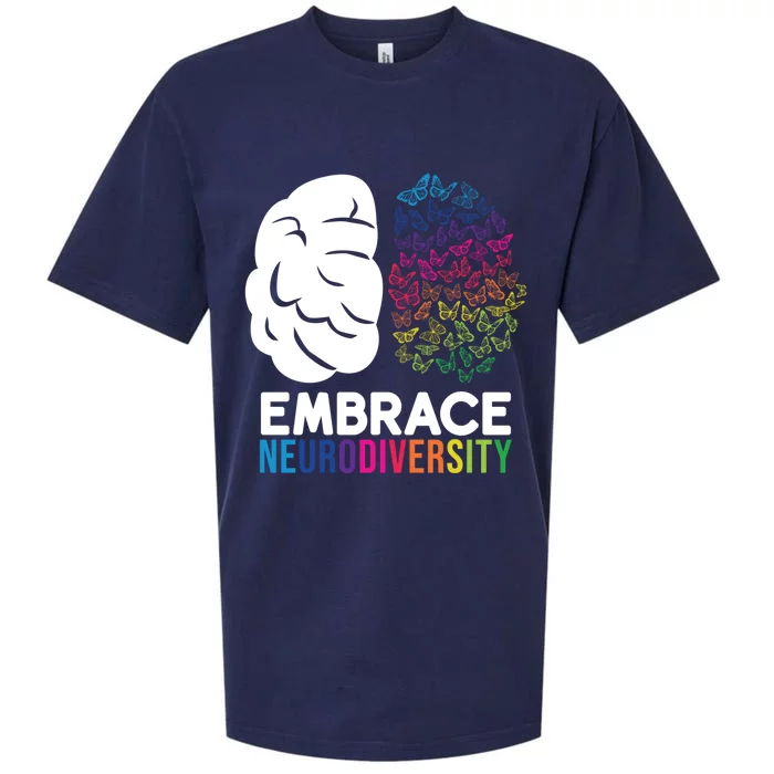 Embrace Neurodiversity Autism Adhd Asd Rainbow Brain Gift Sueded Cloud Jersey T-Shirt