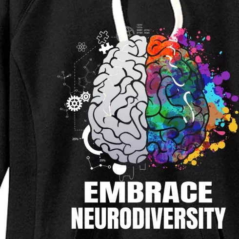 Embrace Neurodiversity Autism Adhd Asd Rainbow Brain Gift Women's Fleece Hoodie