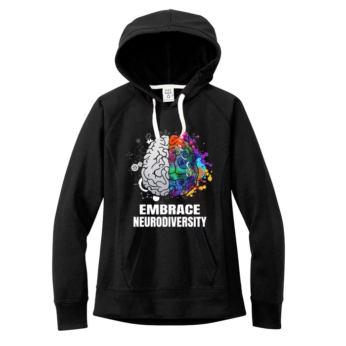 Embrace Neurodiversity Autism Adhd Asd Rainbow Brain Gift Women's Fleece Hoodie