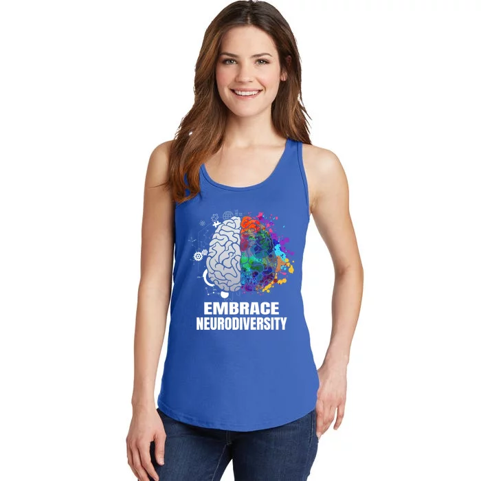 Embrace Neurodiversity Autism Adhd Asd Rainbow Brain Gift Ladies Essential Tank