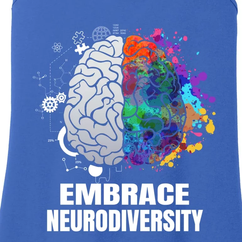 Embrace Neurodiversity Autism Adhd Asd Rainbow Brain Gift Ladies Essential Tank