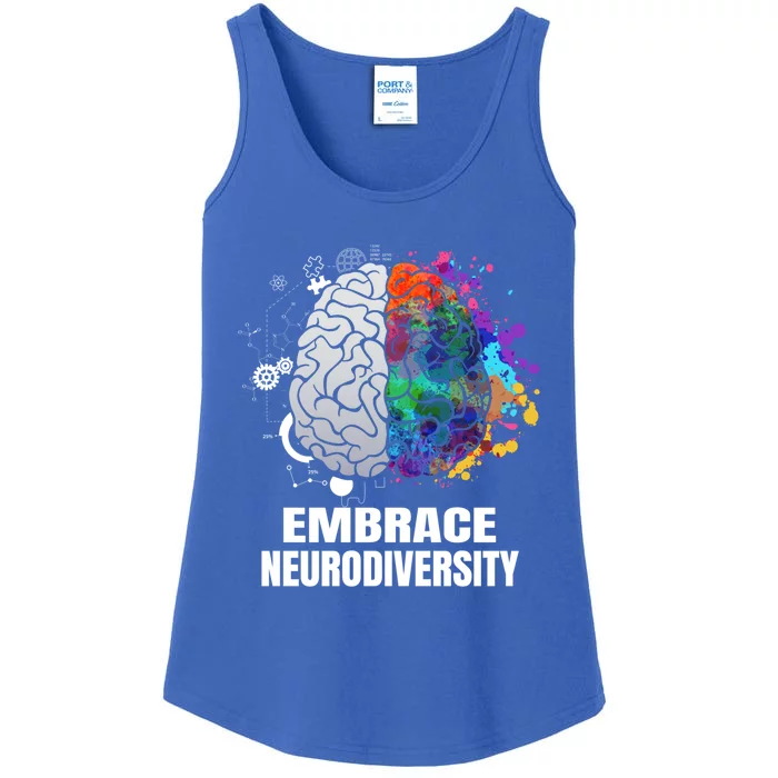 Embrace Neurodiversity Autism Adhd Asd Rainbow Brain Gift Ladies Essential Tank