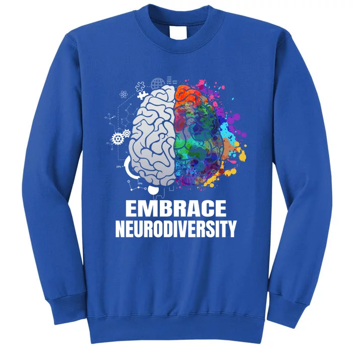 Embrace Neurodiversity Autism Adhd Asd Rainbow Brain Gift Tall Sweatshirt