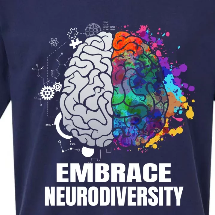 Embrace Neurodiversity Autism Adhd Asd Rainbow Brain Gift Sueded Cloud Jersey T-Shirt