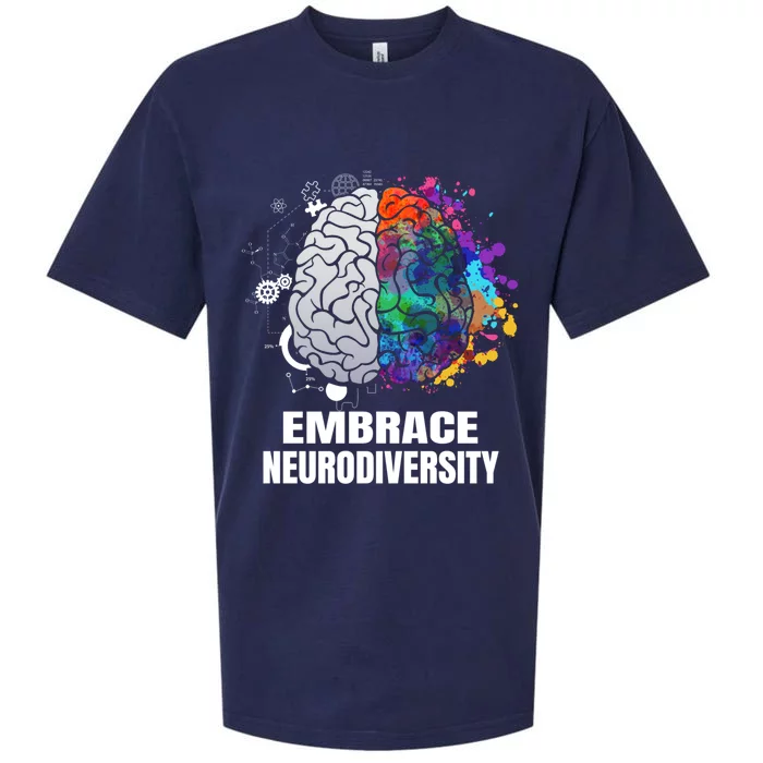 Embrace Neurodiversity Autism Adhd Asd Rainbow Brain Gift Sueded Cloud Jersey T-Shirt