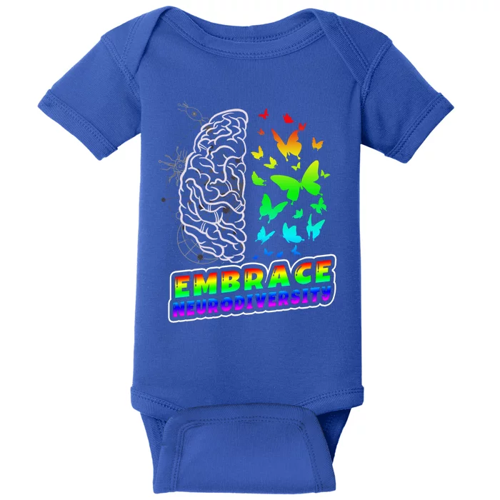 Embrace Neurodiversity Autism Adhd Asd Rainbow Brain Cool Gift Baby Bodysuit