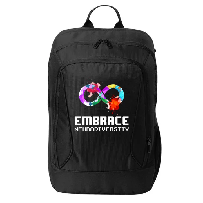 Embrace Neurodiversity Autism Adhd Asd Rainbow Brain Gift City Backpack