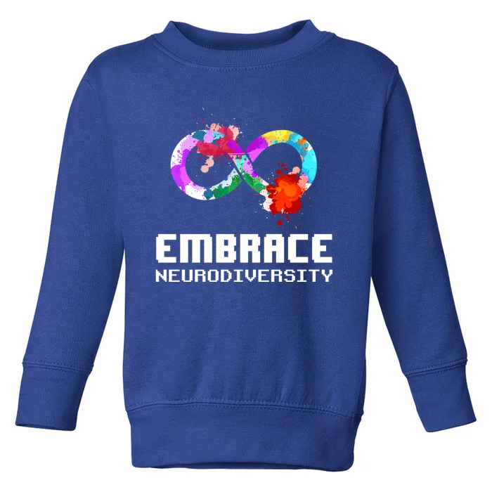 Embrace Neurodiversity Autism Adhd Asd Rainbow Brain Gift Toddler Sweatshirt