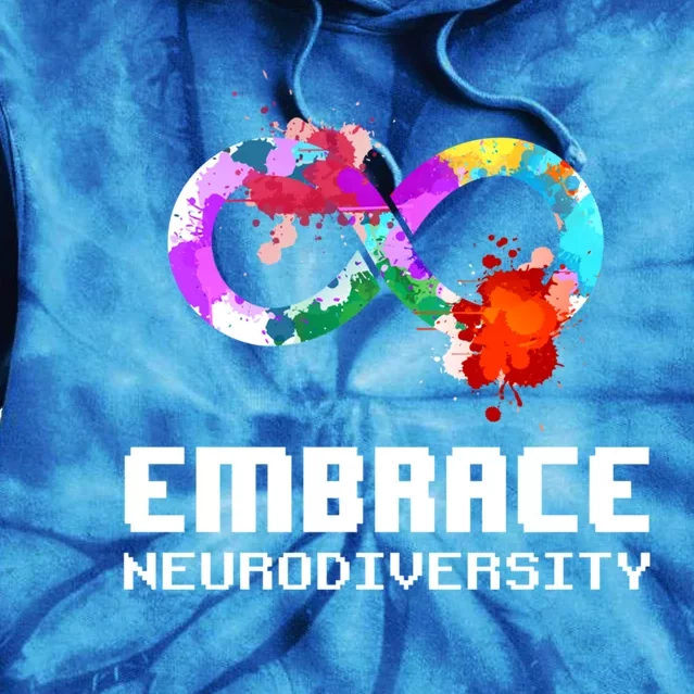 Embrace Neurodiversity Autism Adhd Asd Rainbow Brain Gift Tie Dye Hoodie