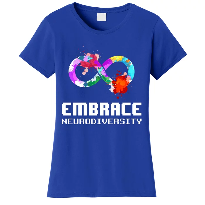 Embrace Neurodiversity Autism Adhd Asd Rainbow Brain Gift Women's T-Shirt