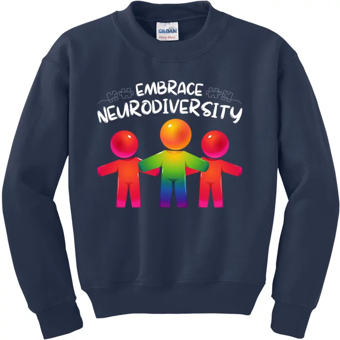 Embrace Neurodiversity Autism Neurodivergent Awareness Kids Sweatshirt