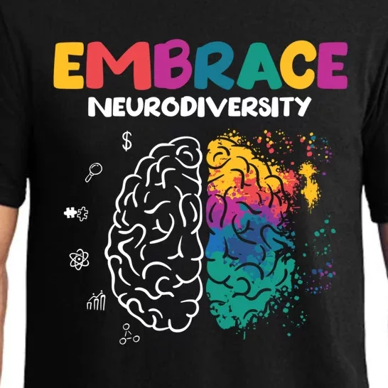 Embrace Neurodiversity Autism Adhd Asd Rainbow Brain Great Gift Pajama Set