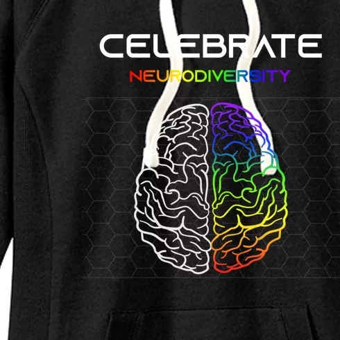 Embrace Neurodiversity Autism Adhd Asd Rainbow Brain Gift Women's Fleece Hoodie