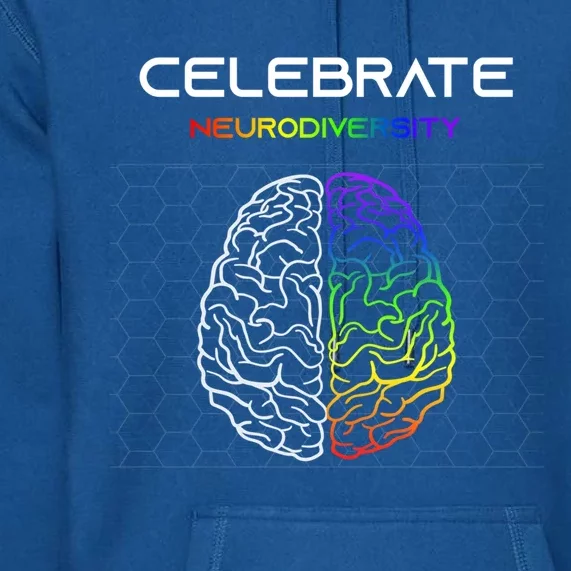 Embrace Neurodiversity Autism Adhd Asd Rainbow Brain Gift Premium Hoodie