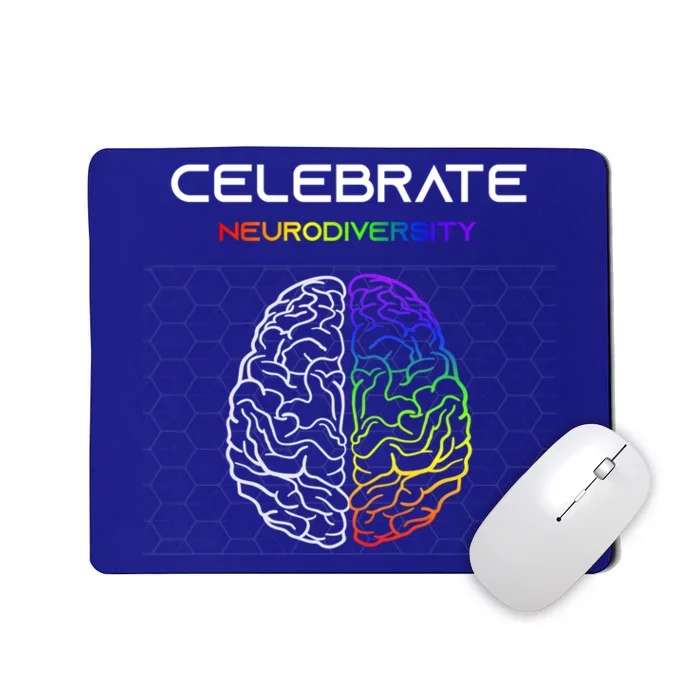 Embrace Neurodiversity Autism Adhd Asd Rainbow Brain Gift Mousepad