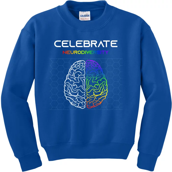 Embrace Neurodiversity Autism Adhd Asd Rainbow Brain Gift Kids Sweatshirt