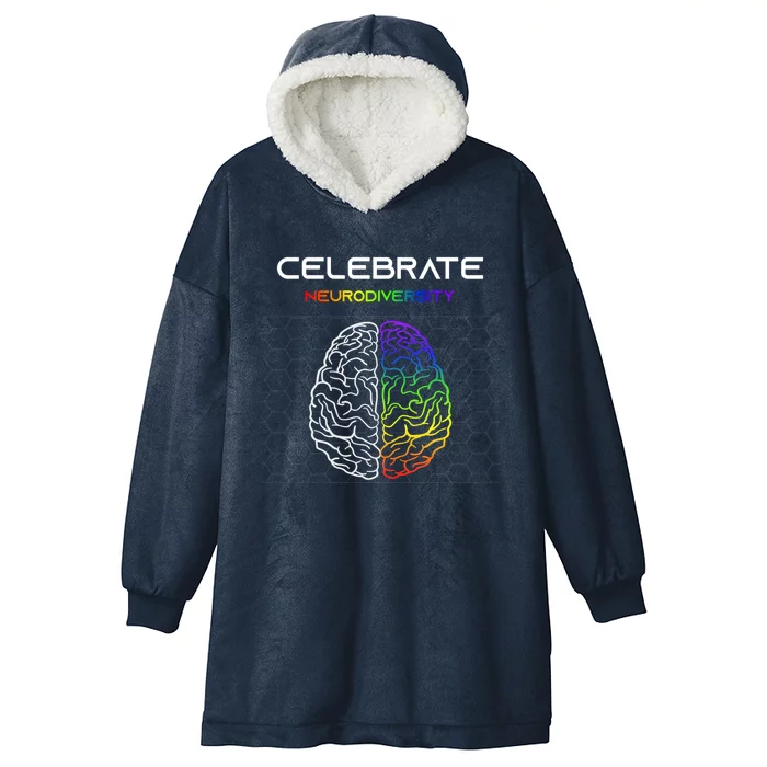 Embrace Neurodiversity Autism Adhd Asd Rainbow Brain Gift Hooded Wearable Blanket