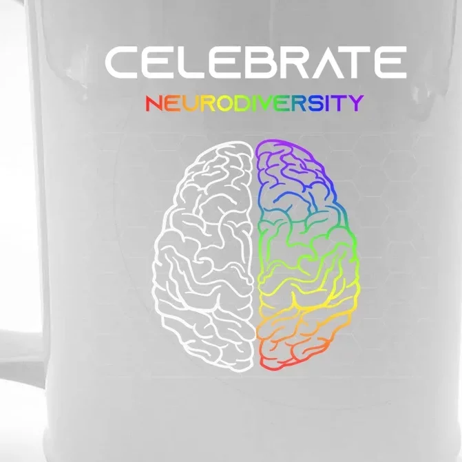 Embrace Neurodiversity Autism Adhd Asd Rainbow Brain Gift Front & Back Beer Stein