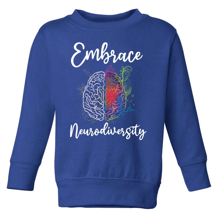 Embrace Neurodiversity Autism Adhd Asd Rainbow Brain Cute Gift Toddler Sweatshirt