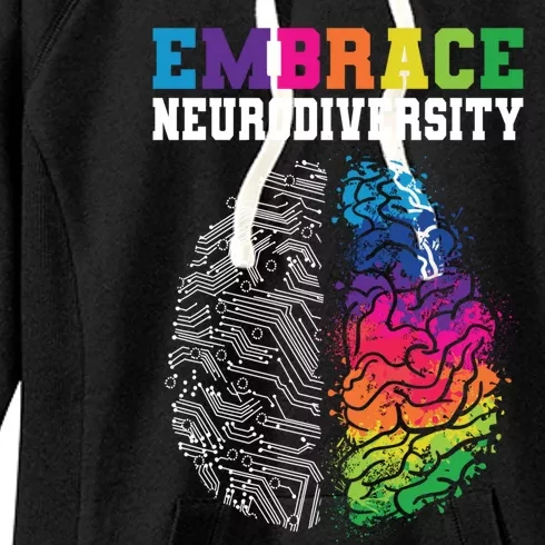 Embrace Neurodiversity Autism Adhd Asd Rainbow Brain Cool Gift Women's Fleece Hoodie