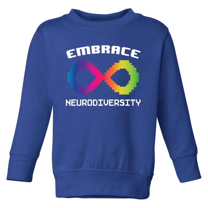 Embrace Neurodiversity Autism Adhd Asd Rainbow Brain Gift Toddler Sweatshirt