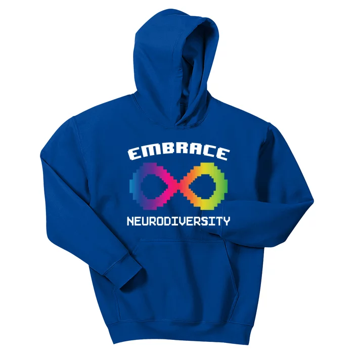 Embrace Neurodiversity Autism Adhd Asd Rainbow Brain Gift Kids Hoodie