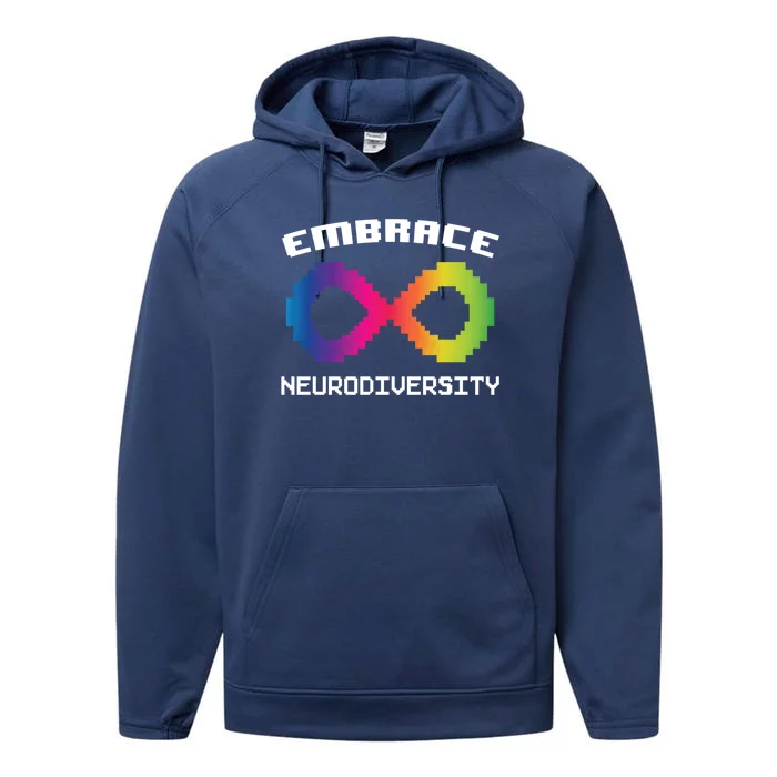 Embrace Neurodiversity Autism Adhd Asd Rainbow Brain Gift Performance Fleece Hoodie