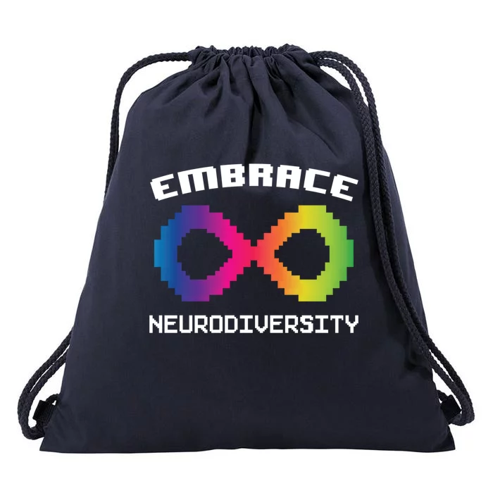 Embrace Neurodiversity Autism Adhd Asd Rainbow Brain Gift Drawstring Bag