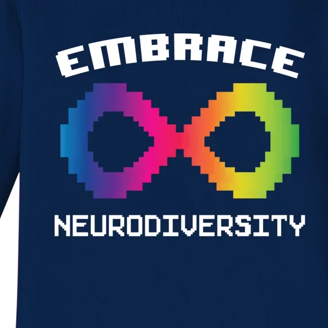 Embrace Neurodiversity Autism Adhd Asd Rainbow Brain Gift Baby Long Sleeve Bodysuit