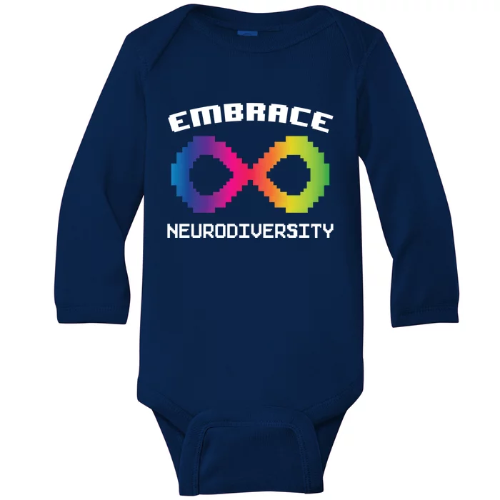 Embrace Neurodiversity Autism Adhd Asd Rainbow Brain Gift Baby Long Sleeve Bodysuit